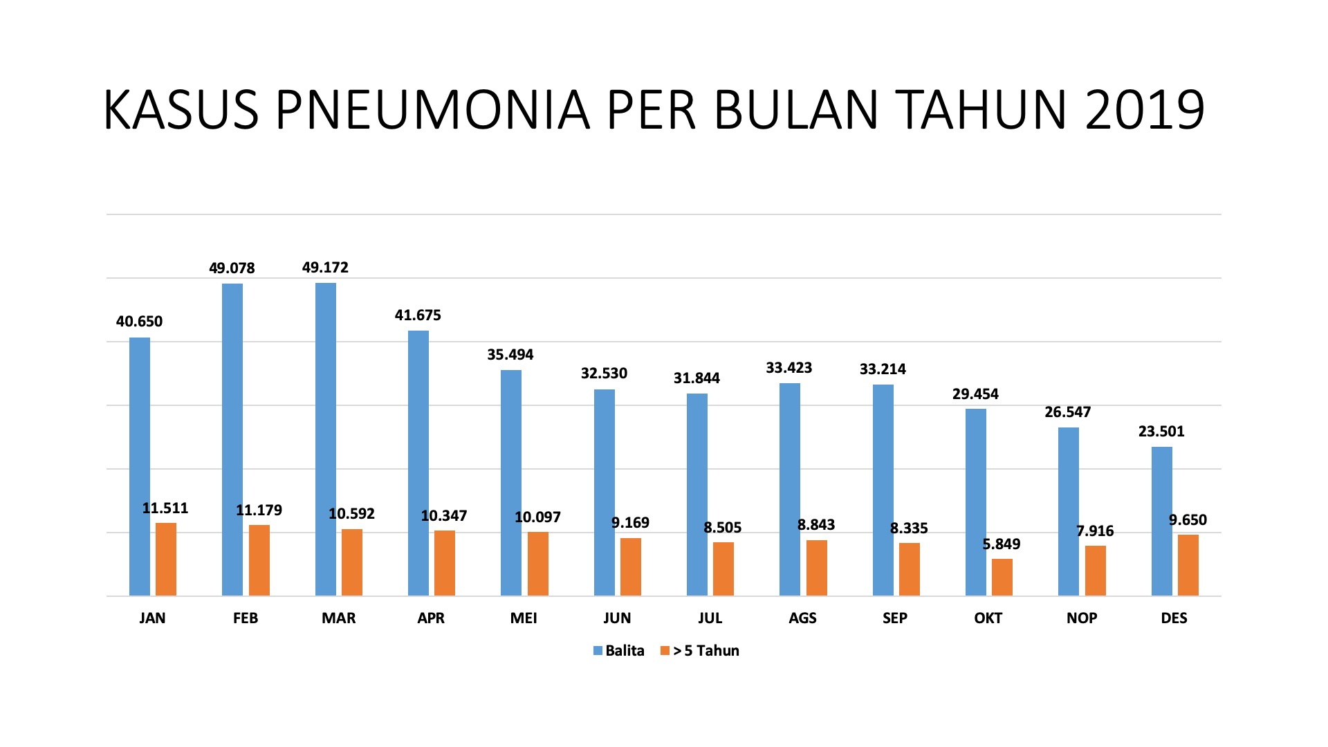 Data Kasus Pneumonia Per Bulan di Tahun 2019